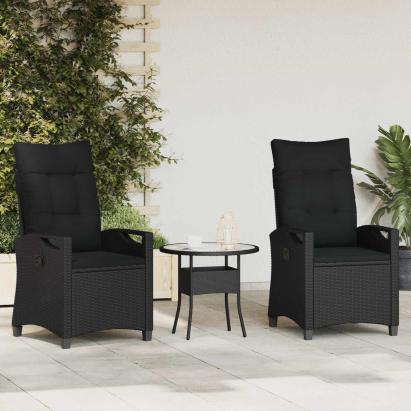 Scaun pentru Grădină 2 pcs Negru 56 x 64 x 94 cm GartenMobel Dekor