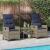 Scaun de grădină rabatabil cu pernă 2 pcs Gri și albastru marin GartenMobel Dekor