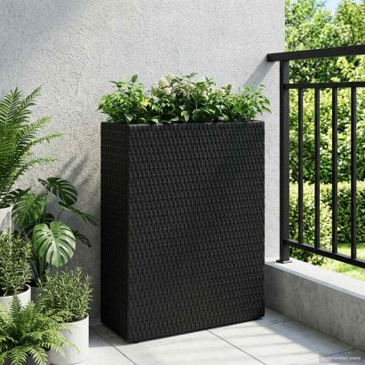 Ghiveci înalt Negru 55 x 22 x 70 cm poliratan GartenMobel Dekor
