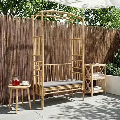 Arc de Grădină cu Bancă Gri închis 115 x 50 x 205 cm Bambus GartenMobel Dekor