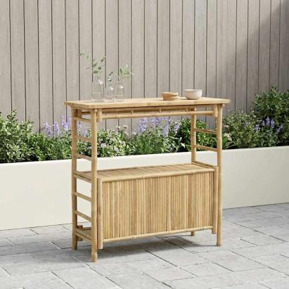 Masă de bar exterioară cu raft natural 110 x 50 x 105 cm Bambus GartenMobel Dekor