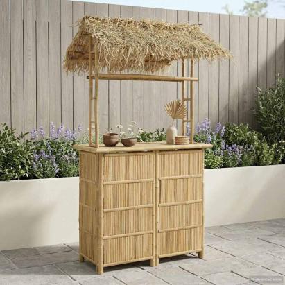 Masă de bar exterioară natural 115 x 95 x 215 cm Bambus GartenMobel Dekor