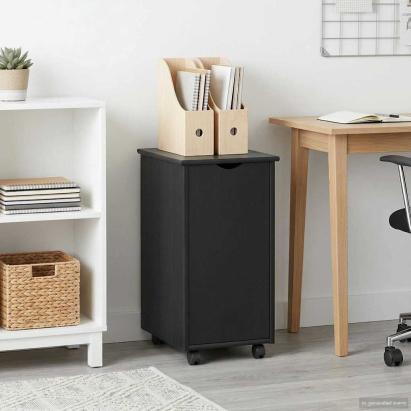 Cabinet mobil Negru 34 x 39 x 65,5 cm Lemn de pin masiv GartenMobel Dekor