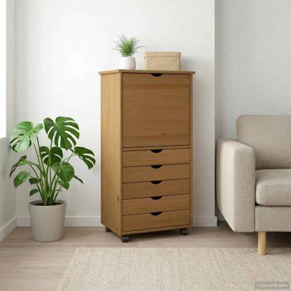 Cabinet mobil Maro miere 53 x 39 x 103 cm Lemn de pin masiv GartenMobel Dekor