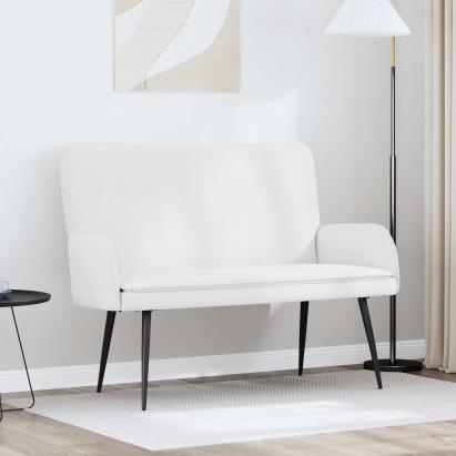 Canapea cu 2 locuri Alb 115 x 61 x 87 cm țesătură GartenMobel Dekor