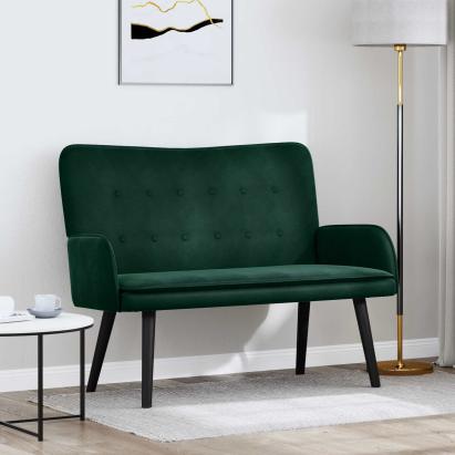 Canapea cu două locuri Verde închis 115 x 61 x 87 cm Catifea GartenMobel Dekor