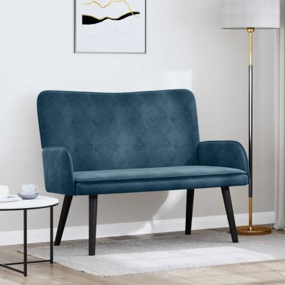 Canapea cu două locuri albastru 115 x 61 x 87 cm Catifea GartenMobel Dekor