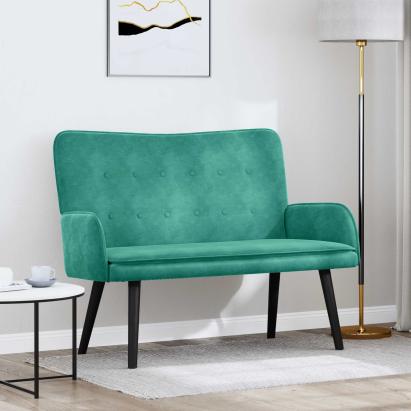 Canapea cu două locuri Turcoaz 115 x 61 x 87 cm Catifea GartenMobel Dekor