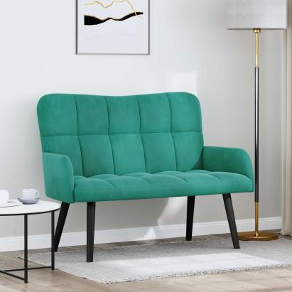 Canapea cu două locuri Turcoaz 115 x 61 x 87 cm Catifea GartenMobel Dekor