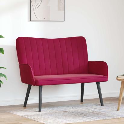 Canapea cu două locuri bordo 115 x 61 x 87 cm Catifea GartenMobel Dekor