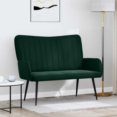 Canapea cu două locuri Verde închis 115 x 61 x 87 cm Catifea GartenMobel Dekor