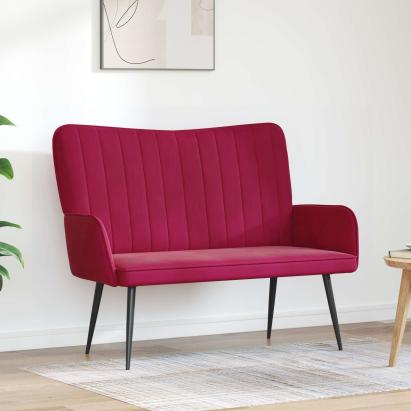 Canapea cu două locuri bordo 115 x 61 x 87 cm Catifea GartenMobel Dekor