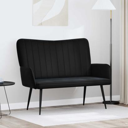 Canapea cu două locuri Negru 115 x 61 x 87 cm Catifea GartenMobel Dekor
