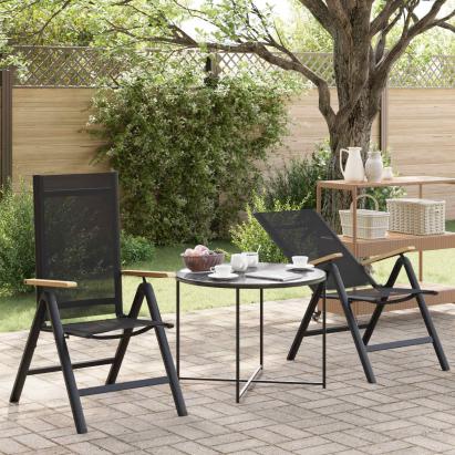 Scaune de grădină rabatabile 2 pcs Negru 58 x 73 x 111,5 cm GartenMobel Dekor