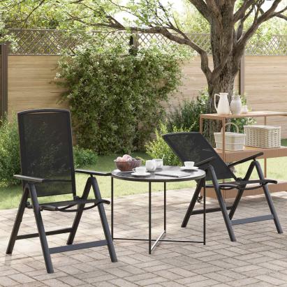 Scaune de grădină rabatabile 2 pcs Negru 58 x 71 x 112 cm GartenMobel Dekor