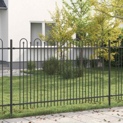 Gard Arcuș cu Vârfuri DRONTEN Negru GartenMobel Dekor