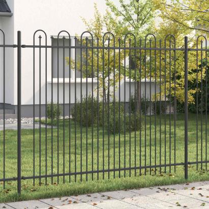 Gard Arcuș cu Vârfuri DRONTEN Negru GartenMobel Dekor