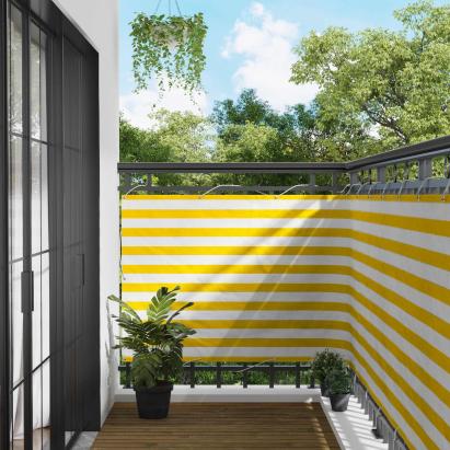 Ecran de balcon Galben și alb 110 x 200 cm Material Oxford GartenMobel Dekor