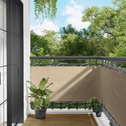 Ecran de balcon bej 75x200 cm, rezistent UV si hidrofug, Oxford PU