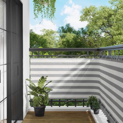 Paravan de balcon gri-alb 90x800 cm, rezistent UV si hidrofug
