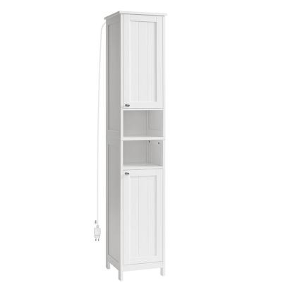Dulap baie ingust VASAGLE cu LED, rafturi reglabile, 30x30x170 cm, alb