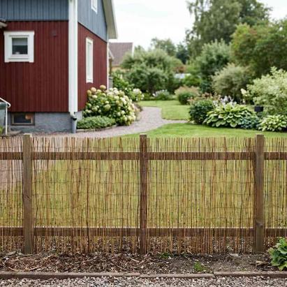 Gard de Grădină Carbonizat 400 x 90 cm Stuf GartenMobel Dekor