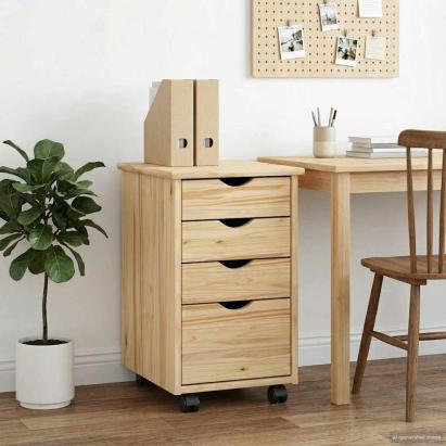 Cabinet mobil cu roata Maro 34 x 39 x 56 cm Lemn masiv de pin GartenMobel Dekor