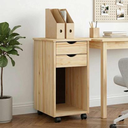 Cabinet mobil cu roata Maro 34 x 39 x 65,5 cm Lemn masiv de pin GartenMobel Dekor