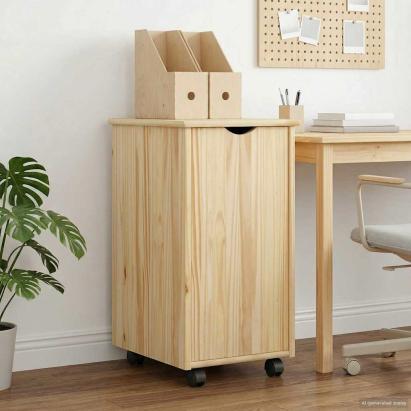 Cabinet mobil cu roata Maro 34 x 39 x 65,5 cm Lemn de pin masiv GartenMobel Dekor