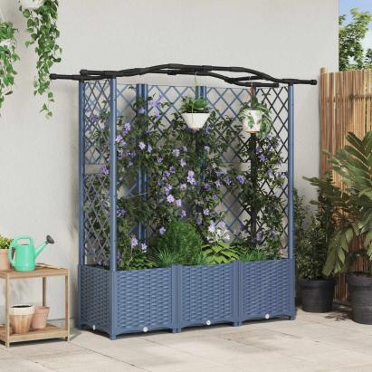 Pat Ridicat cu Trellis și Acoperiș Gri 163 x 40 x 141 cm PP GartenMobel Dekor