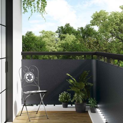 Ecran de balcon din poliratan gri inchis 500x100 cm, rezistent UV