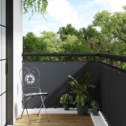 Ecran de balcon cu gauri, poliratan antracit, 600 x 80 cm