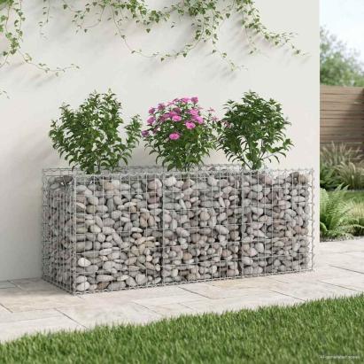 Pat ridicat din gabion Argintiu GartenMobel Dekor