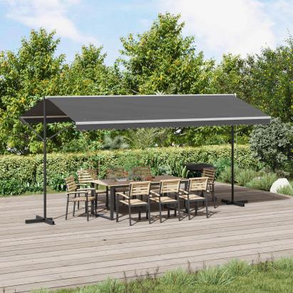Marchiză liberă Gri 5 x 3 m Poliester GartenMobel Dekor