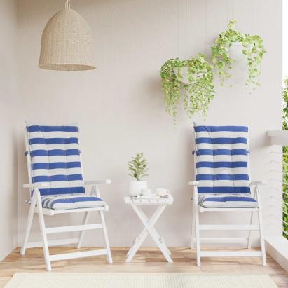 Perne pentru exterior 2 pcs Albastru și Alb 120 x 50 x 7 cm GartenMobel Dekor