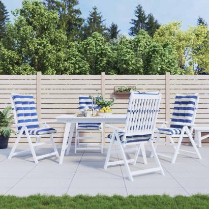 Perne pentru exterior 4 pcs Albastru și Alb 120 x 50 x 7 cm GartenMobel Dekor