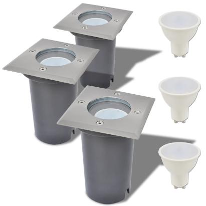 Corpuri de iluminat LED pentru sol 3 buc pătrate GartenMobel Dekor