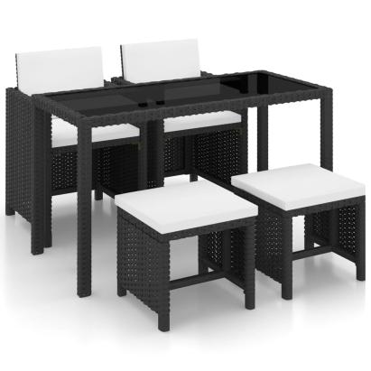 Set mobilier de exterior cu perne, 5 piese, negru, poliratan GartenMobel Dekor