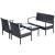 Set mobilier de grădină cu perne, 4 piese, negru, poliratan GartenMobel Dekor