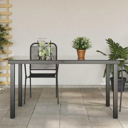 Masă de grădină, negru, 150 x 90 x 74 cm, aluminiu și sticlă GartenMobel Dekor