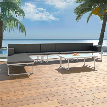 Set mobilier grădină, 5 piese, negru, textilenă și aluminiu GartenMobel Dekor