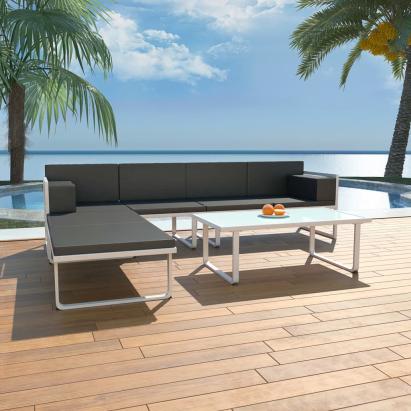 Set mobilier de grădină cu perne, 4 piese, negru, aluminiu    GartenMobel Dekor