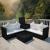 Set mobilier de grădină cu perne, 4 piese, negru, poliratan GartenMobel Dekor