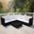 Set mobilier de grădină cu perne, 4 piese, negru, poliratan GartenMobel Dekor