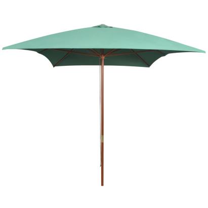 Umbrelă de soare cu stâlp din lemn, verde, 200x300 cm GartenMobel Dekor