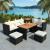 Set mobilier de grădină cu perne, 7 piese, negru, poliratan GartenMobel Dekor