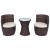 Set mobilier bistro cu perne, 3 piese, maro, poliratan   GartenMobel Dekor