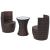 Set mobilier bistro cu perne, 3 piese, maro, poliratan   GartenMobel Dekor