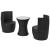 Set mobilier bistro cu perne, 3 piese, negru, poliratan   GartenMobel Dekor