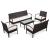 Set mobilier de grădină cu perne, 5 piese, maro, poliratan GartenMobel Dekor